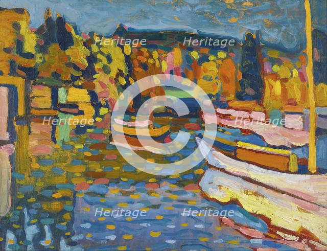 Study for autumn landscape with boats. Artist: Kandinsky, Wassily Vasilyevich (1866-1944)