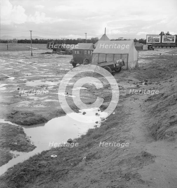 Citrus workers in winter quarters, near Lindsay, California , 1939. Creator: Dorothea Lange.