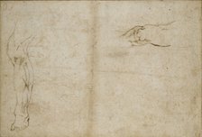 Verso: Studies of a Man's leg, c1490-1560. Artist: Michelangelo Buonarroti.