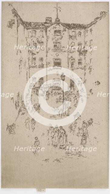 The Courtyard, Brussels, 1887. Creator: James Abbott McNeill Whistler.