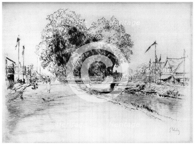 'Canal a Troyes', c1880-1930 (1924). Artist: Gustave Leheutre