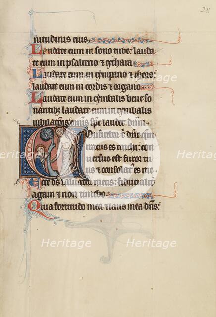 Initial C: Noli me tangere; Bute Psalter, text and illumination about 1285. Creator: Bute Master.