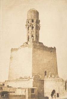 Minaret occidental de la Mosqée du Khalif Hakem, au Kaire, January 9, 1850. Creator: Maxime du Camp.