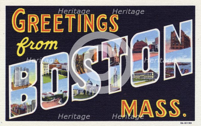 'Greetings from Boston, Massachusetts', postcard, 1933. Artist: Unknown