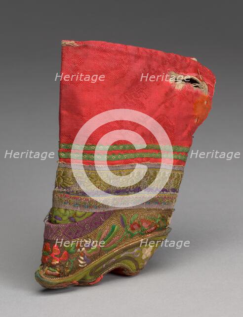 Single Shoe, China, Qing dynasty(1644-1911), c. 1860s. Creator: Unknown.