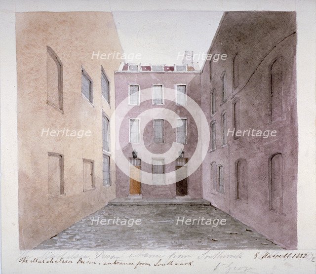 View of Marshalsea Prison on Borough High Street, Southwark, London, 1832. Artist: G Hassell