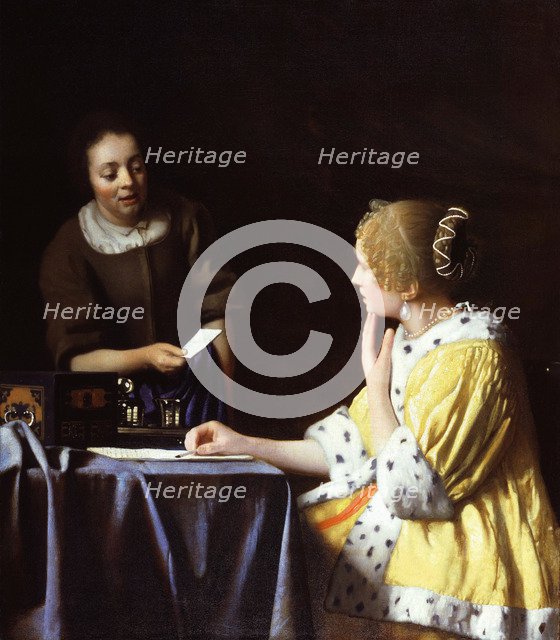Lady with Her Maidservant Holding a Letter. Artist: Vermeer, Jan (Johannes) (1632-1675)