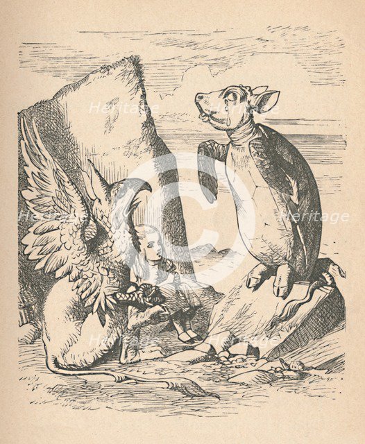 'The Mock Turtle, The Gryphon and Alice', 1889. Artist: John Tenniel.