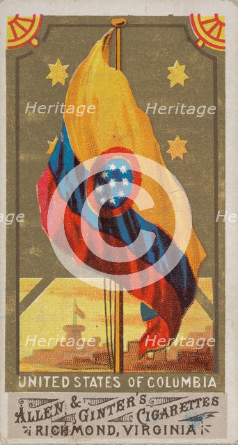 United States of Columbia, from Flags of All Nations, Series 1 (N9) for Allen & Ginter Cig..., 1887. Creator: Allen & Ginter.