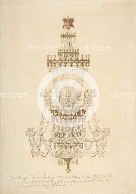 Large Chandelier at Carlton House, Pall Mall, 19th century. Creator: Edmund Thomas Parris.