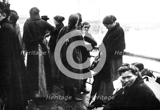 'The last act of a tragedy: A photograph taken on the last boat leaving Ostend for England', 1914. Artist: Unknown.