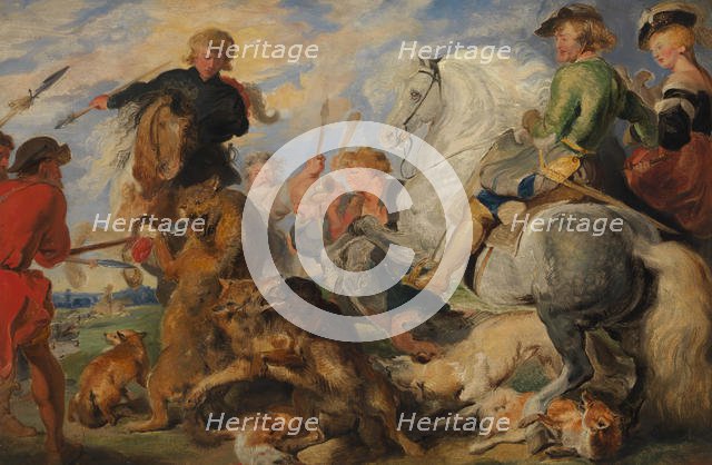 Copy after Rubens's "Wolf and Fox Hunt", ca. 1824-26. Creator: Edwin Henry Landseer.