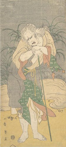 Asao Tamejuro as a Gray-Haired Old Man in Tattered Garments, ca. 1789. Creator: Katsukawa Shun'ei.