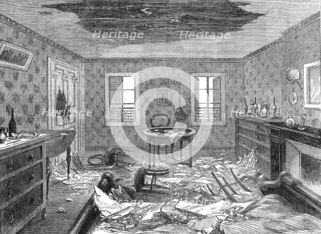 Bombardment of Paris: effects of a shell bursting in the third storey of a house, 1871. Creator: Unknown.