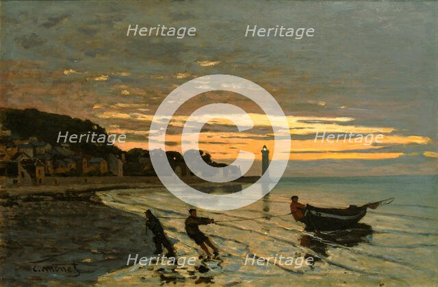 Towing a Boat, Honfleur, 1864. Creator: Monet, Claude (1840-1926).