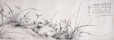 Epidendrum, bamboo, and rocks, scroll 1818 ; colophon 1877. Creators: Gai Qi, Gu Wenbin.