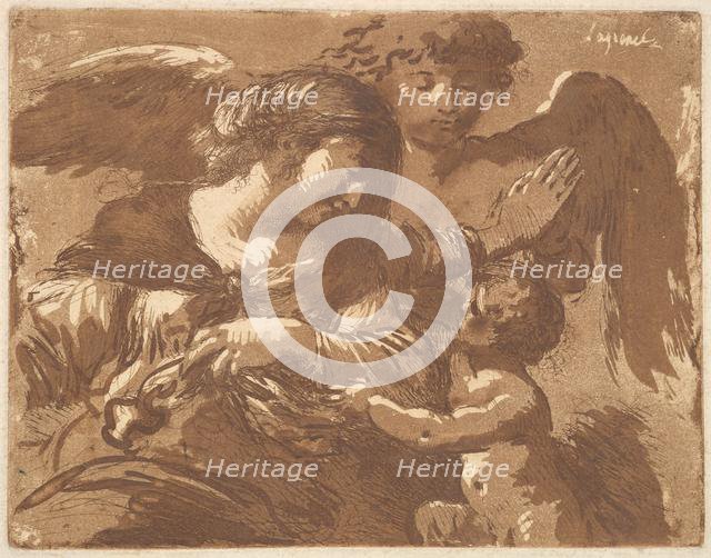 L'ange gardien (The Guardian Angel), in an album containing Recueil de Compositions p..., 1782-1821. Creator: Jean Jacques Lagrenee.