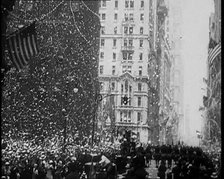 Large Crowd Gathering with American Flag in the Foreground, 1933. Creator: British Pathe Ltd.