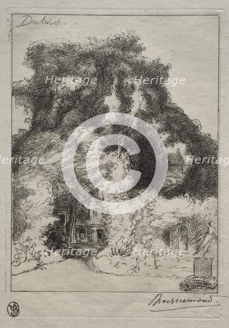 The Garden of the Inn at Dulwich, c. 1870. Creator: Félix Bracquemond (French, 1833-1914).
