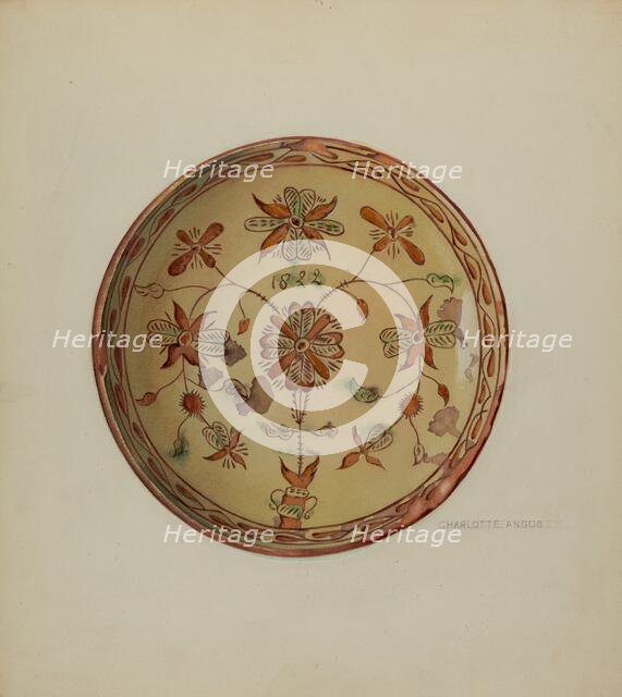 Pa. German Plate, c. 1936. Creator: Charlotte Angus.