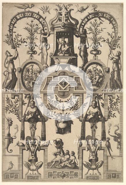 Modern Grotesque with Strapwork, 1557. Creator: Johannes van Doetecum I.