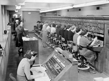 Telephone exchange at Cadley Hall, London, March 1951. Artist: Unknown