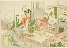 An Artisan’s Shop, from the album The Mist of Sandara (Sandara kasumi), Japan, 1798. Creator: Hokusai.