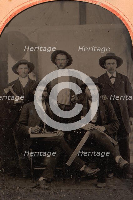 [Five Carpenters], 1870-80s. Creator: Unknown.
