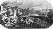 Railway line from Paris to Mulhouse, construction of the Nogent viaduct over the Marne river in M…