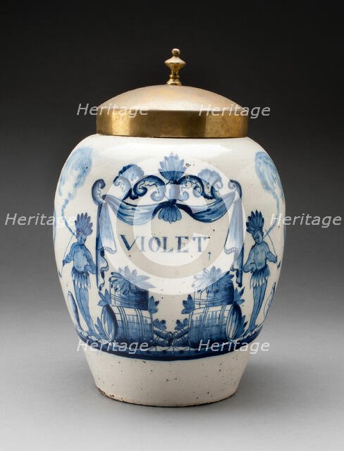 Tobacco Jar, Delft, c. 1800. Creator: Delftware.