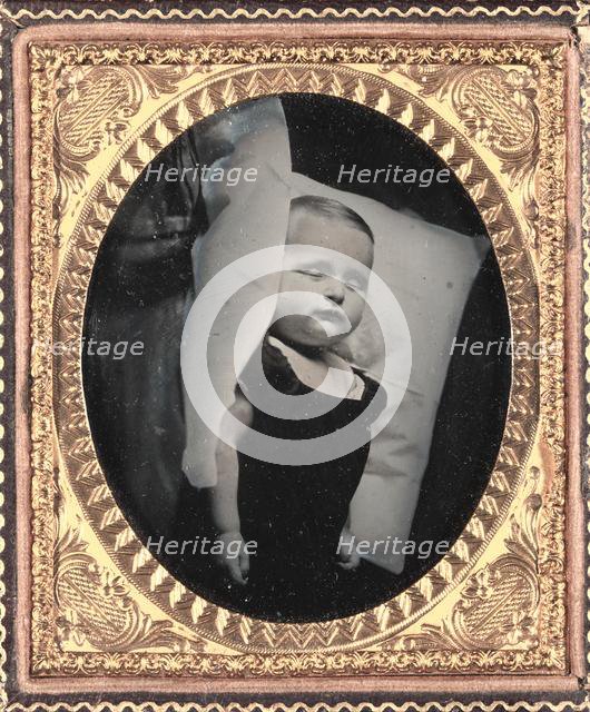 Post-Mortem on Pillow, Vertical, c. 1850. Creator: Unidentified Photographer.