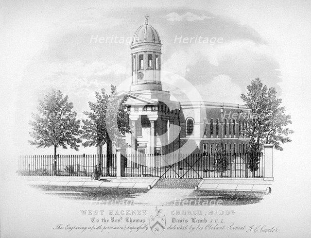 View of St James' Church, West Hackney, London, c1825. Artist: James Carter