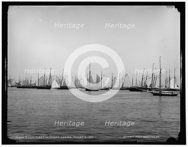 N.Y.Y.C. fleet, Newport harbor, 1887 Aug 5. Creator: Unknown.