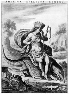 Allegorical view of America, early 17th century (1926).Artist: Cornelis de Visscher