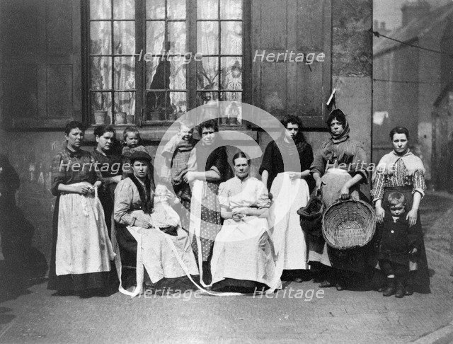 Group of women lace drawers, Knotted Alley, Narrow Marsh, Nottingham, Nottinghamshire, c1890. Artist: Unknown