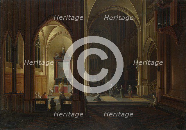 An Evening Service in a Church, 1649. Artist: Neeffs, Pieter, the Elder (1578-1661)