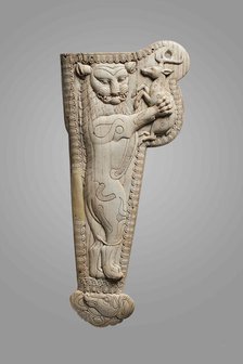 Sheath for an akinakes with a lion grasping a deer, 5th-4th century BC. Creator: Central Asian Art.