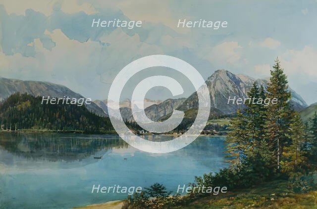 The Altausseersee with the Dachstein, around 1840. Creator: Thomas Ender.