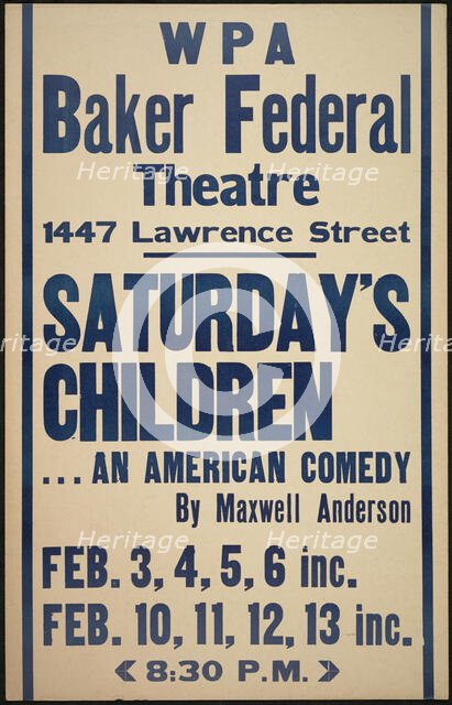 Saturday's Children, Denver, 1938. Creator: Unknown.