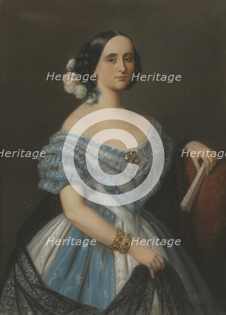Julie (Julia Mathilda) Berwald, nee Åkerhielm af Margrethelund (1822-1877), opera singer..., 1860. Creator: Maria Rohl.