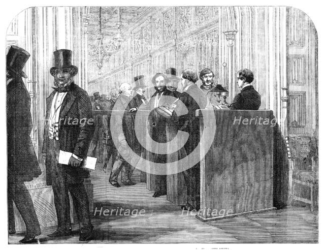 The Division Lobby, House of Commons: Taking the Votes, 1857. Creator: Unknown.