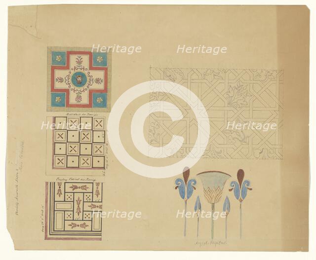 Carpet (?), Floors and Egyptian motifs, c.1835-c.1860. Creator: Workshop of Franz Jakob Kreuter.