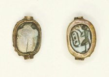 Scarab: Cartouche and Standing King, Egypt, New Kingdom, Dynasty 18, Reigns of Thutmose III... Creator: Unknown.