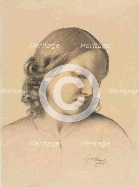 Portrait of a Young Woman, c. 1854-1858. Creator: Octave Tassaert (French, 1800-1874).