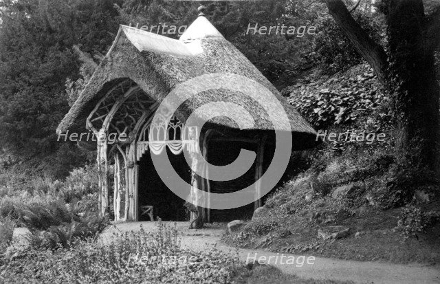 Rustic thatched summerhouse, Belvoir, Leicestershire, c1900. Artist: Farnham Maxwell Lyte
