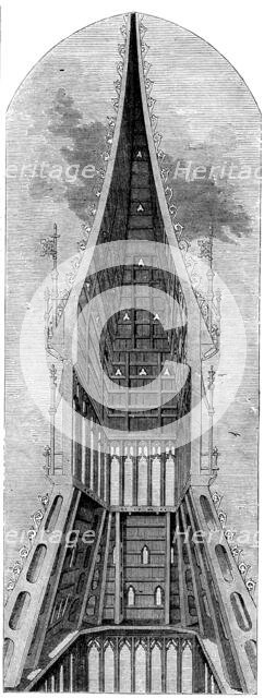Sectional View of the Clock Tower, 1858. Creator: Unknown.