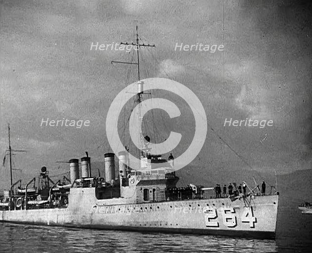 A Loaned American Destroyer Arriving in Britain, 1941. Creator: British Pathe Ltd.