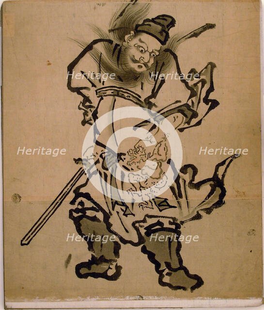 Shôki the Demon Queller, from an album of paintings of Shôki, Edo period, 18th century. Creator: Unknown.