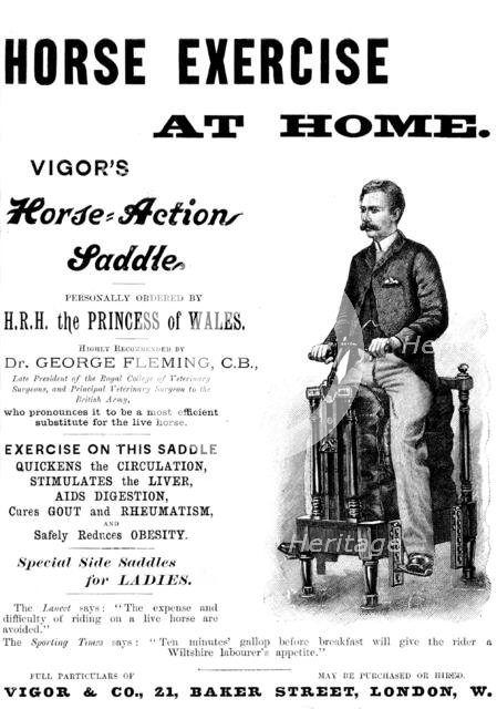 Advertisement for Vigor's Horse-Action Saddle, 1895. Creator: Unknown.