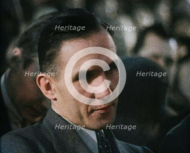 Bruno Richard Hauptmann in a Courtroom During His Trial in the Lindbergh's Kidnapping Case, 1930s. Creator: British Pathe Ltd.